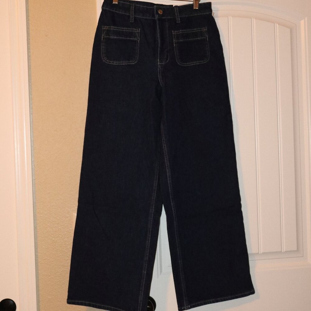 Free Assembly Patch Pocket Jeans - Sz 4Short Dark Blue
